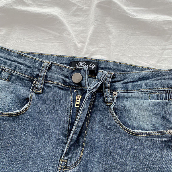 Naiste vabaaja teksad Õhuke kõrge vöökoha ja taskutega mudel