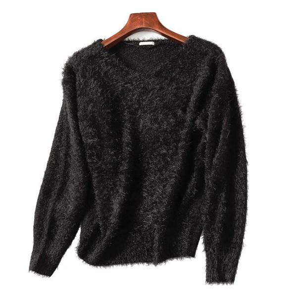 V-kaelusega vabaaja sulekampsun