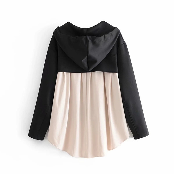 Γυναικεία μπλούζα με φερμουάρ και κουκούλα ασύμμετρο μοντέλο