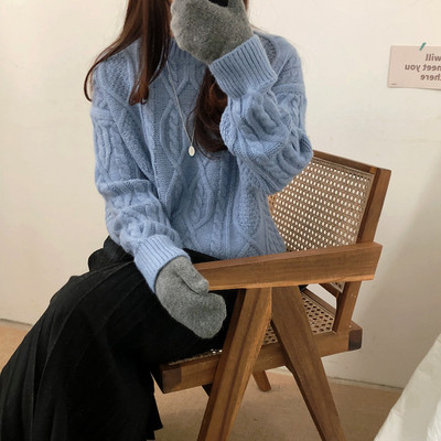 Naiste moodne ovaalse kaelusega kampsun laia mudeliga