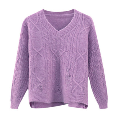 Naiste ajakohane spits-kaelusega kampsun