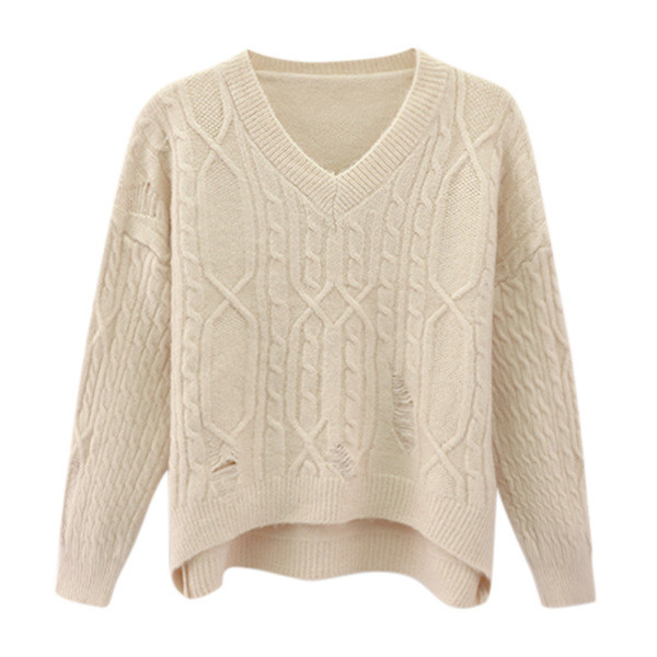 Naiste ajakohane spits-kaelusega kampsun