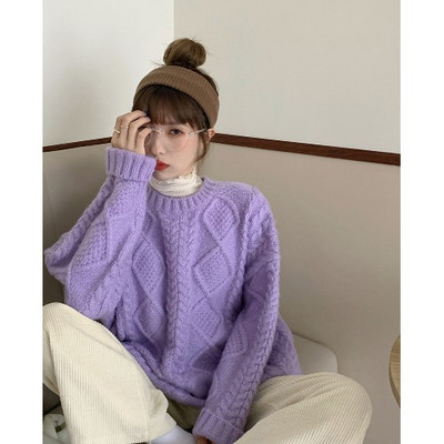 Moodne naiste kampsun lai ovaalse kaelusega mudel