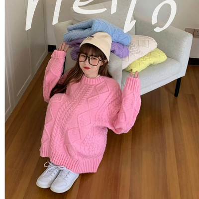 Moodne naiste kampsun lai ovaalse kaelusega mudel