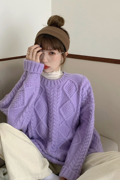 Moodne naiste kampsun lai ovaalse kaelusega mudel