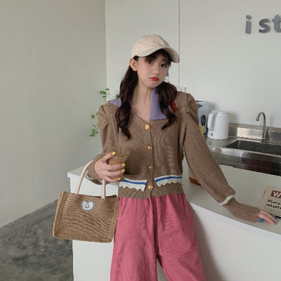 Casual κοντομάνικη γυναικεία ζακέτα με  ντεκολτέ