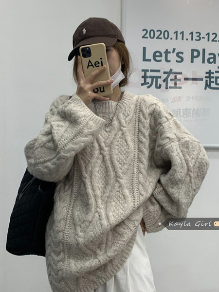 Γυναικείο casual μακρύ πουλόβερ φαρδύ μοντέλο