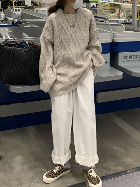 Γυναικείο casual μακρύ πουλόβερ φαρδύ μοντέλο