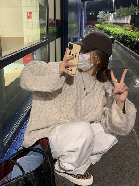 Γυναικείο casual μακρύ πουλόβερ φαρδύ μοντέλο