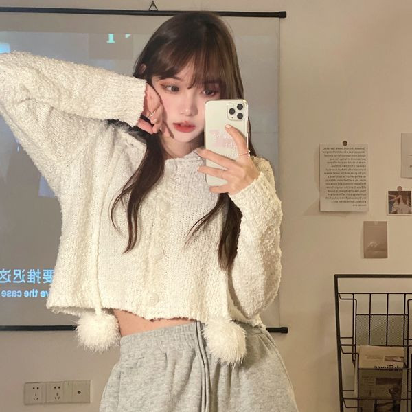 Praegune naiste lühike kapuutsiga kardigan