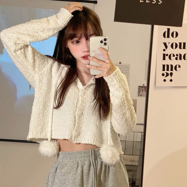 Praegune naiste lühike kapuutsiga kardigan