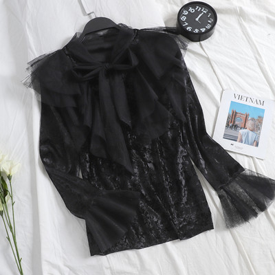 Moodne naiste sametsärk paela ja tülliga