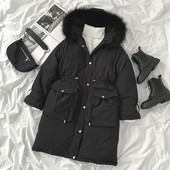 Naiste pikk taskute ja paeltega jope