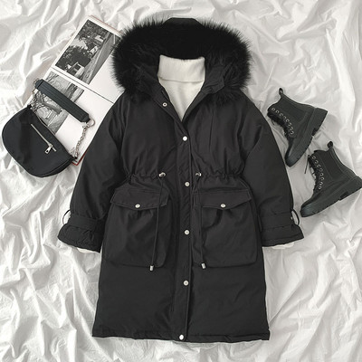 Naiste pikk taskute ja paeltega jope