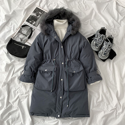 Naiste pikk taskute ja paeltega jope