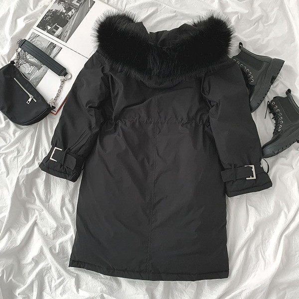 Naiste pikk taskute ja paeltega jope