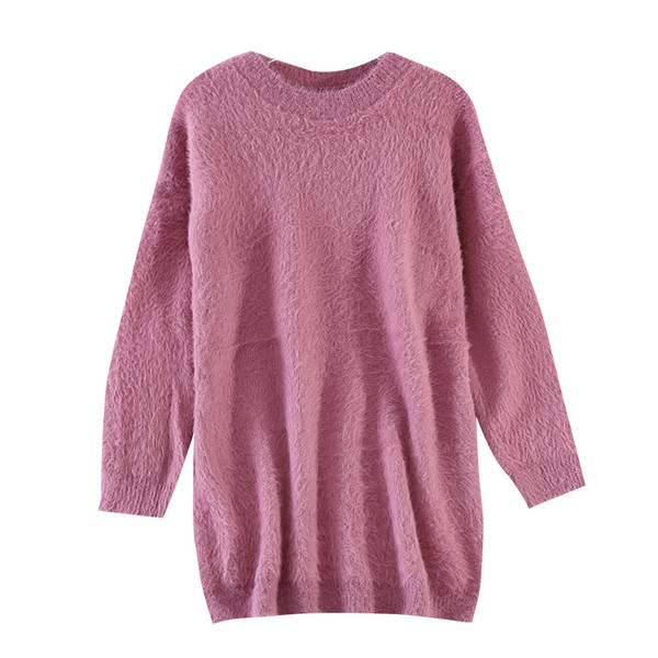 Ženski ležerni puhasti pulover s okruglim izrezom