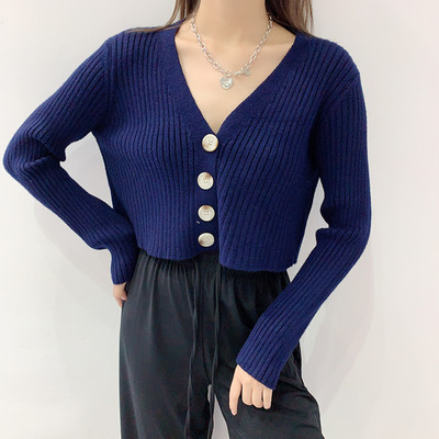 Naiste sügisene lühike nööpidega kardigan