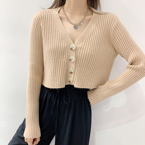 Naiste sügisene lühike nööpidega kardigan