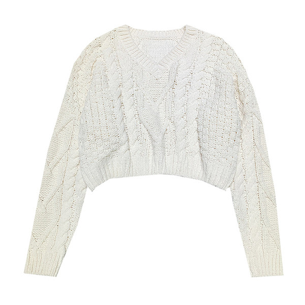 Γυναικείο μοντέρνο χειμερινό πουλόβερ με ντεκολτέ