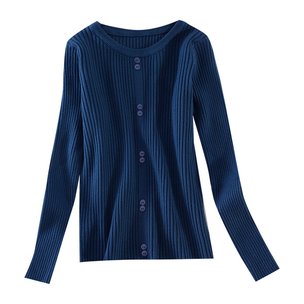 Casual γυναικείο πουλόβερ με οβάλ γιακά και κουμπιά