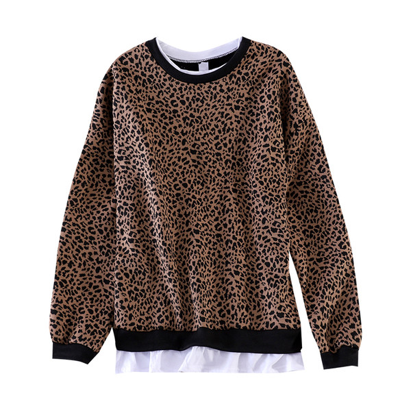 Naiste vabaaja kampsun loomamustri ja ümara kaelusega