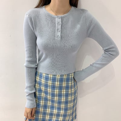 Naiste mitmes värvitoonis nööpidega sügispluus