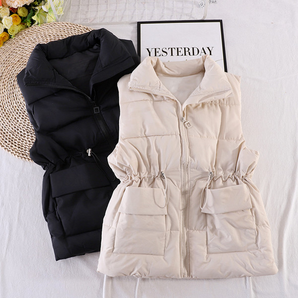 Γυναικείο γιλέκο casual με τσέπες και ελαστική μέση