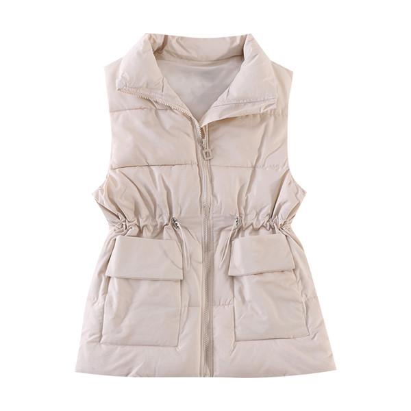 Γυναικείο γιλέκο casual με τσέπες και ελαστική μέση
