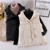 Kõrge krae ja taskutega sügisene naistevest