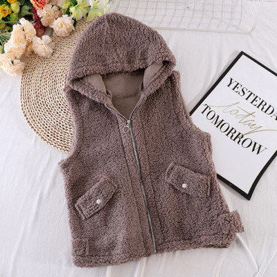 Γυναικείο γιλέκο με κουκούλα και φερμουάρ