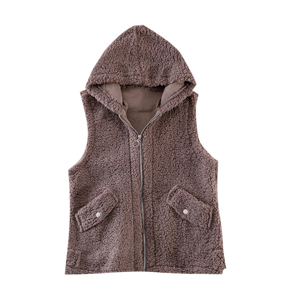 Γυναικείο γιλέκο με κουκούλα και φερμουάρ
