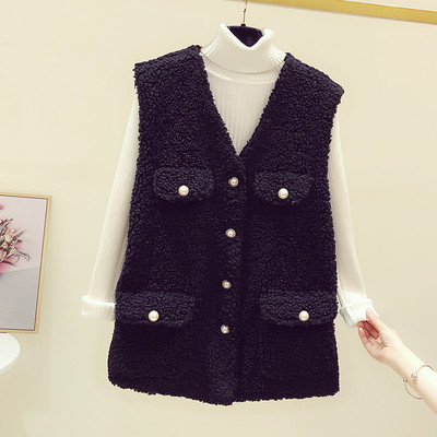 Γυναικείο καθημερινό γιλέκο με τσέπες και λαιμόκοψη