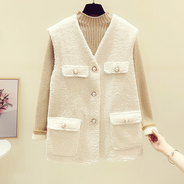 Γυναικείο καθημερινό γιλέκο με τσέπες και λαιμόκοψη