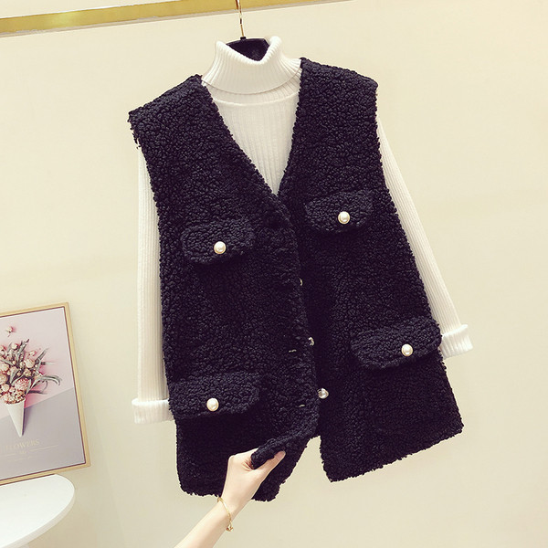 Γυναικείο καθημερινό γιλέκο με τσέπες και λαιμόκοψη