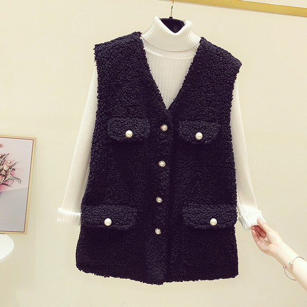 Γυναικείο καθημερινό γιλέκο με τσέπες και λαιμόκοψη