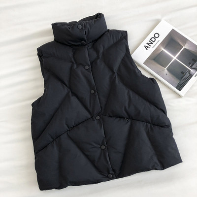 Ženski casual prsluk s gumbima i visokim ovratnikom