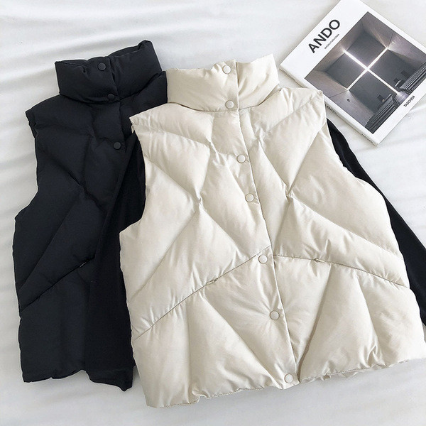 Ženski casual prsluk s gumbima i visokim ovratnikom