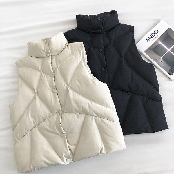 Ženski casual prsluk s gumbima i visokim ovratnikom