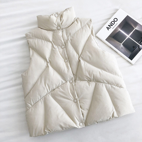 Ženski casual prsluk s gumbima i visokim ovratnikom