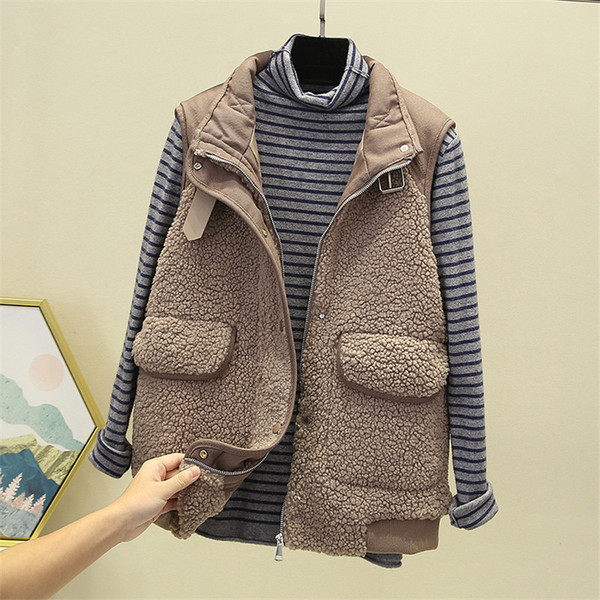 Γυναικείο πουκάμισο με φερμουάρ και τσέπες - ψηλό γιακά