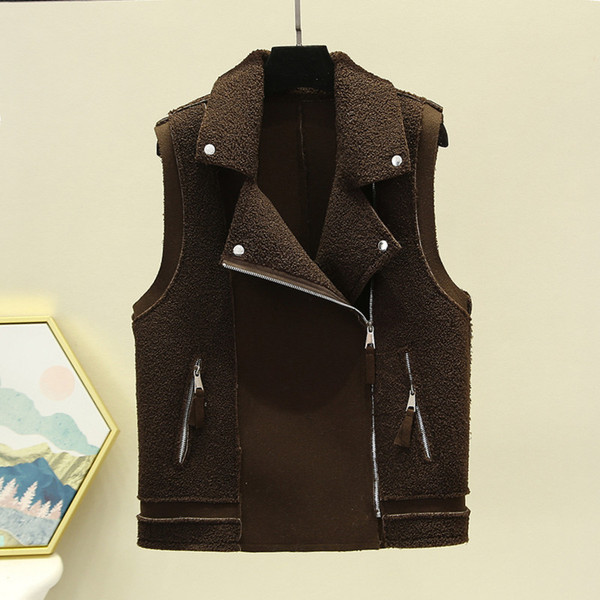 Γυναικείο casual γιλέκο με φερμουάρ και τσέπες