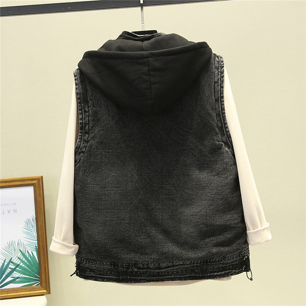 Naiste kapuutsiga ja taskutega teksavest