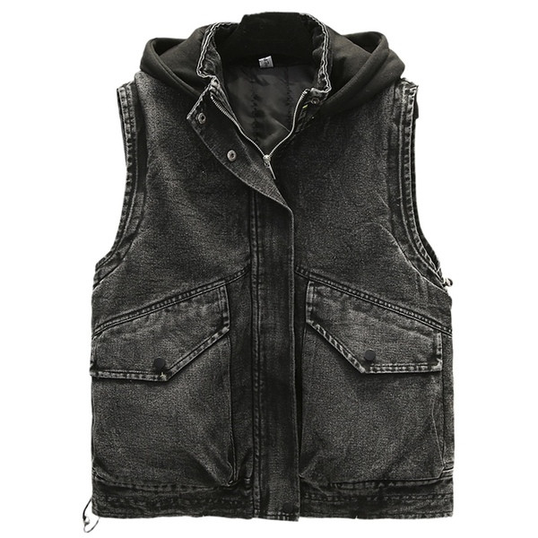 Naiste kapuutsiga ja taskutega teksavest