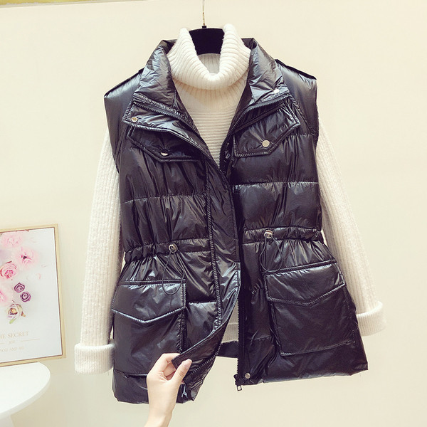 Naujo modelio moteriška liemenė su kaklaraiščiais ir užtrauktuku