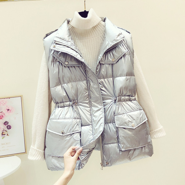 Naujo modelio moteriška liemenė su kaklaraiščiais ir užtrauktuku