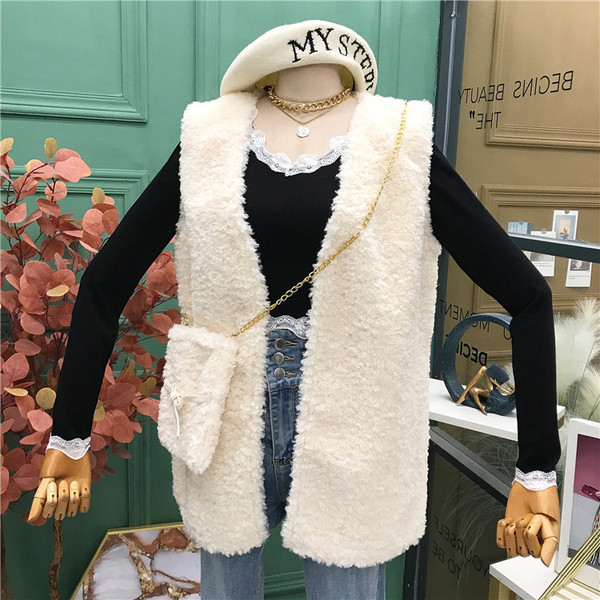 Šiuolaikinė moteriška pūkinė liemenė su V formos apykakle