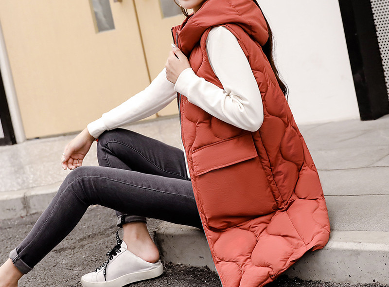 Moodne naiste sügis-talvine kapuutsiga vest