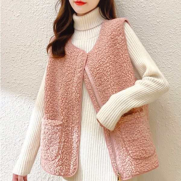 Naujo modelio moteriška laisvalaikio liemenė su apvalia iškirpte ir kišenėmis