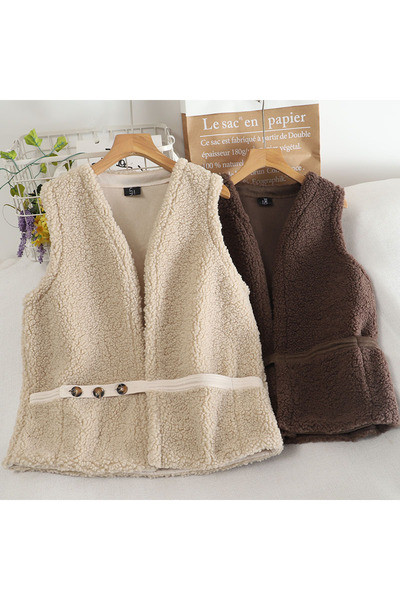 Ženski puhasti prsluk s V izrezom